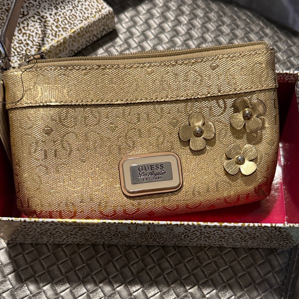GUESS Gold Floral Clutch